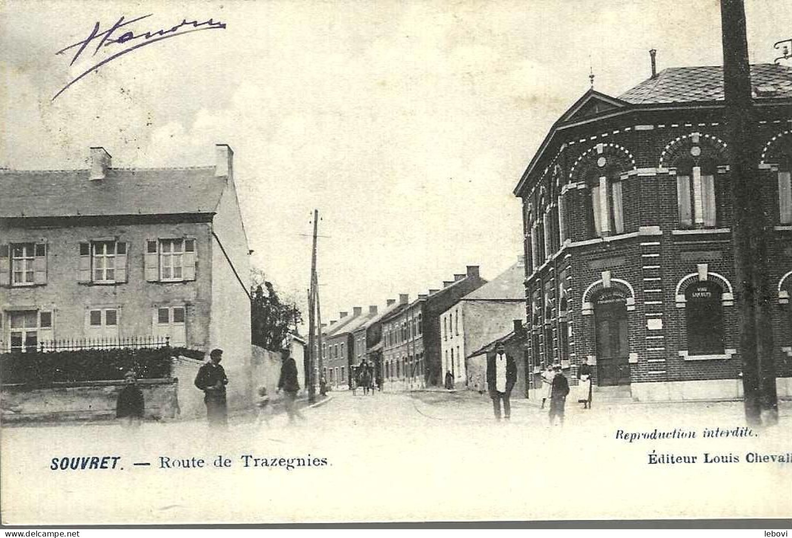 SOUVRET « Route De Trazegnies » - Ed. Louis Chevalier (1914) - Courcelles