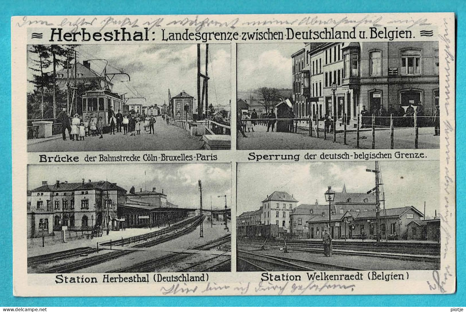 * Herbesthal - Lontzen (Liège - La Wallonie) * (feldpost) La Gare Welkenraedt, Pont, Bridge, Tram, Frontière, Grenze - Lontzen