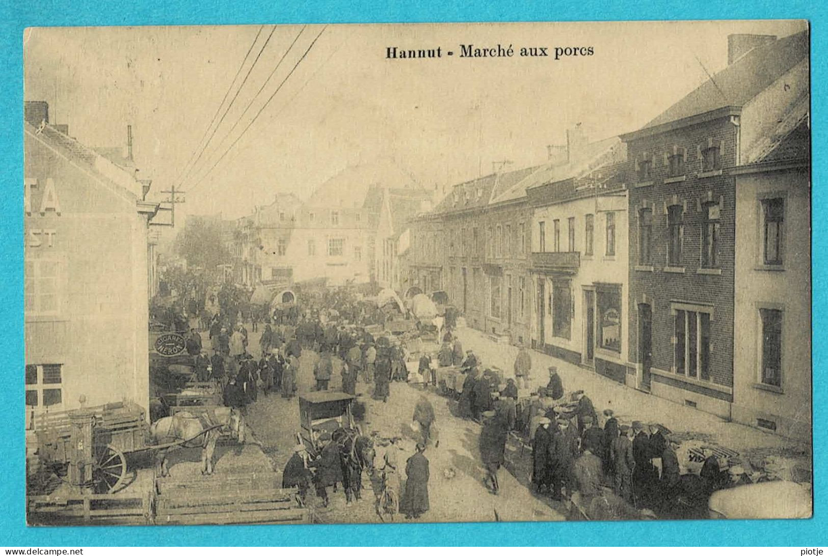 * Hannut - Hannuit (Liège - Luik - La Wallonie) * (Phototypie Pinon) Marché Aux Porcs, Animée, Marchands, Unique, TOP - Hannut