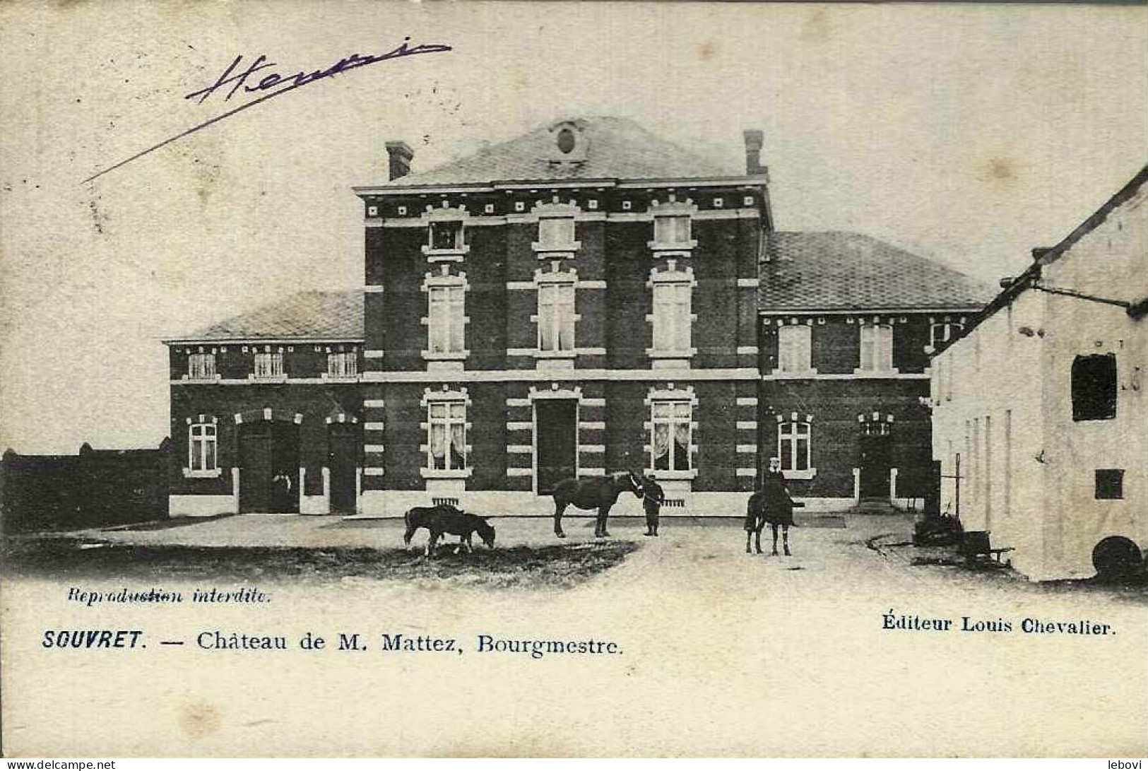 SOUVRET « Château De M. Matttez, Bourgmestre » - Ed. Louis Chevalier (1914) - Courcelles