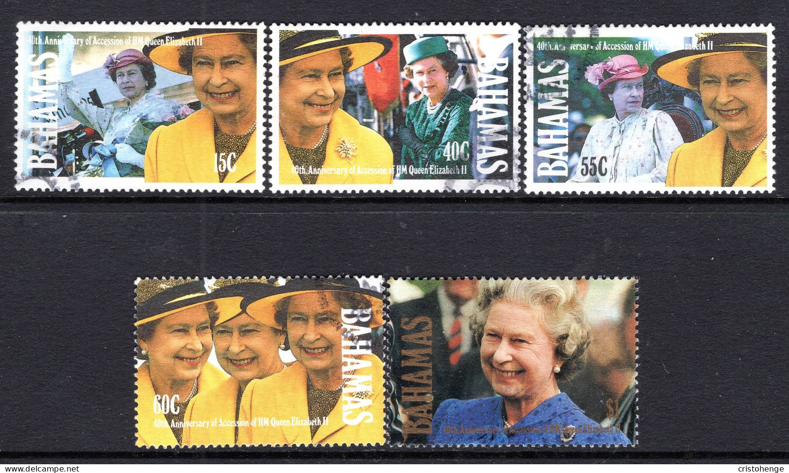 Bahamas 1992 40th Anniversary Of Queen Elizabeth II's Accession Set Used (SG 928-932) - Bahamas (1973-...)