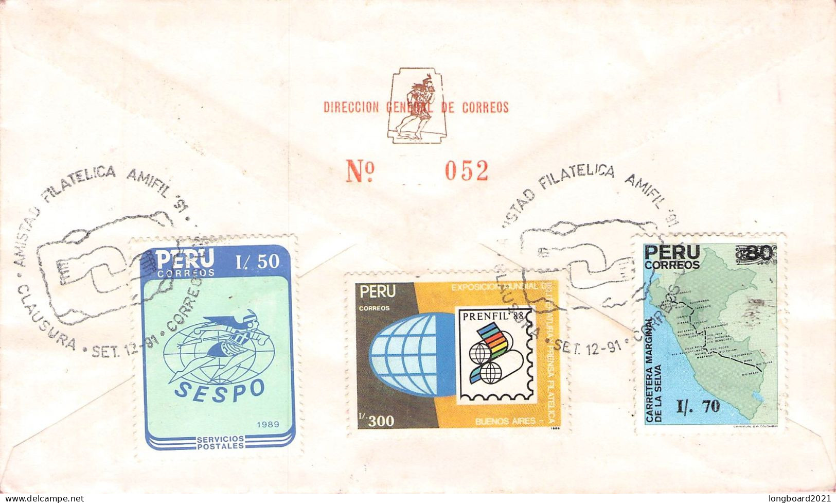PERÚ - FDC 2-5-1990 ASOCIACION FILATELICA Mi #1425 / 688 - Perú