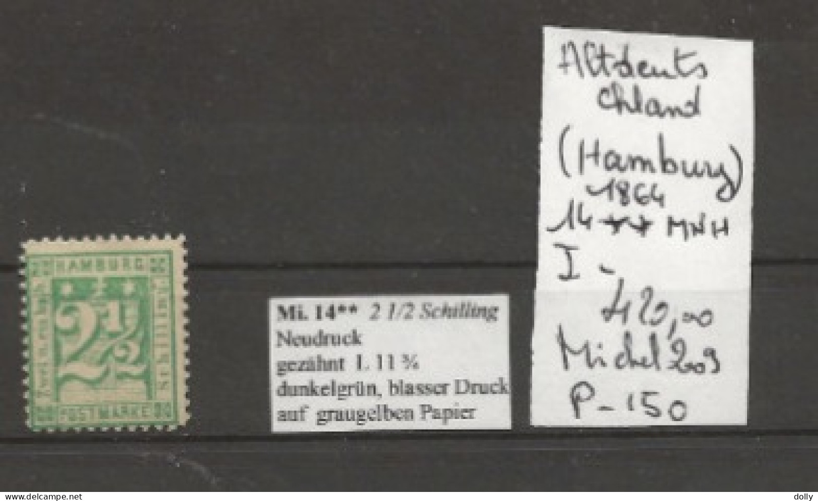 TIMBRE D ALLEMAGNE ALTDEUTSCHLAND HAMBURG 1864 Nr 14 **MNH  I  COTE 420.00 € - Hamburg