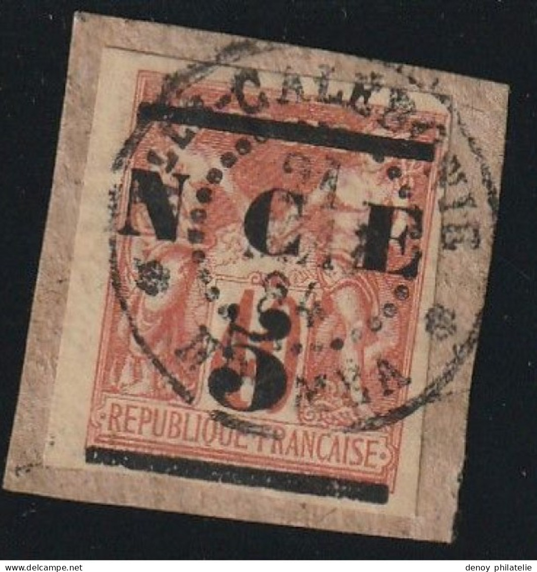 NOUVELLE CALEDONIE  N° 6 OBLITERE SUR FRAGMENT - Used Stamps