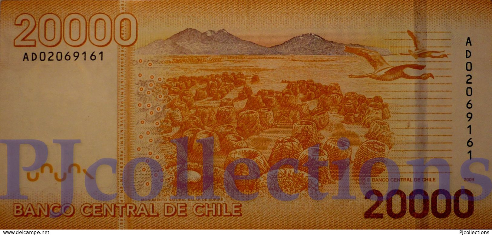 CHILE 20000 PESOS 2009 PICK 165a AU/UNC - Chili