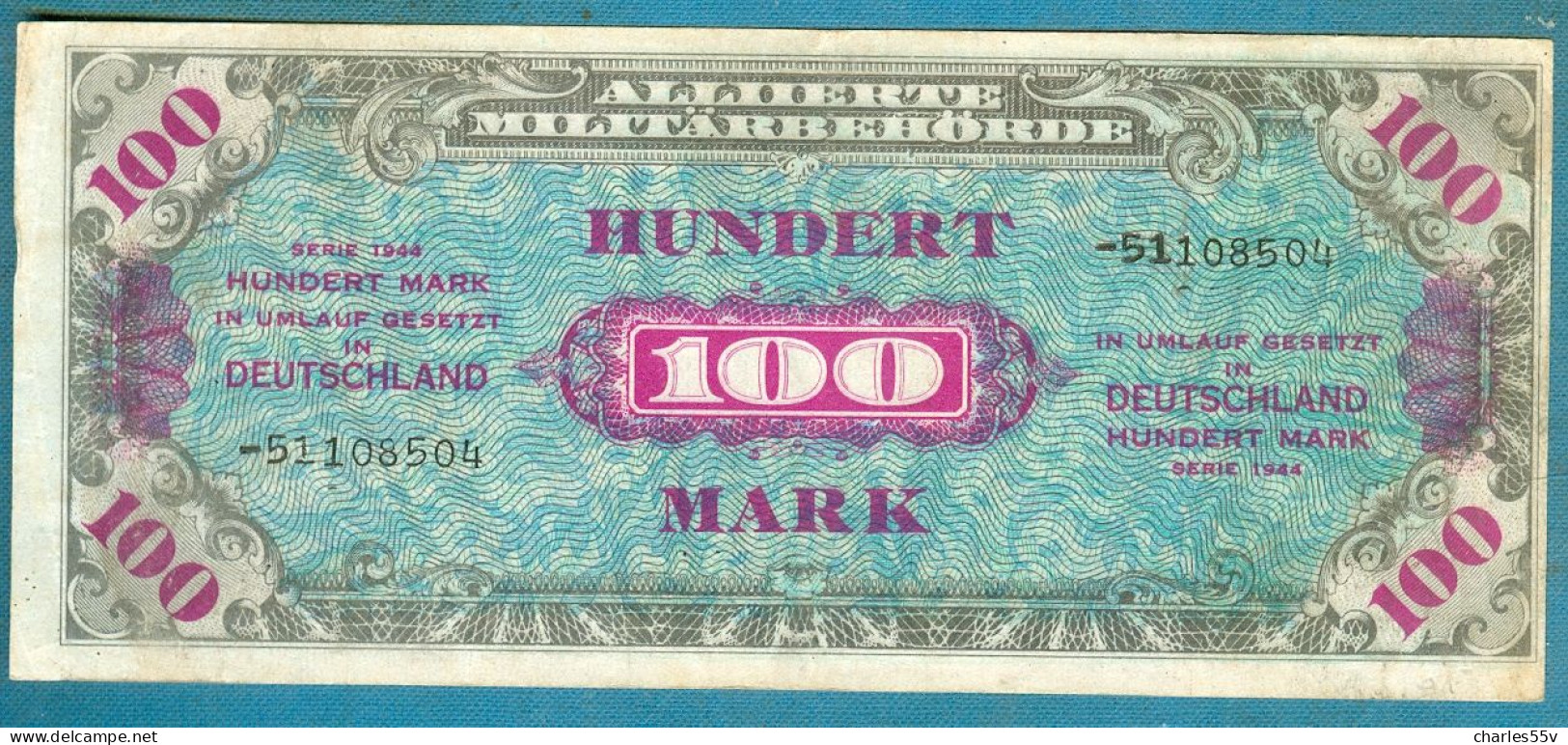 100 Mark 1944  Russian Printing (replacement) - 100 Mark