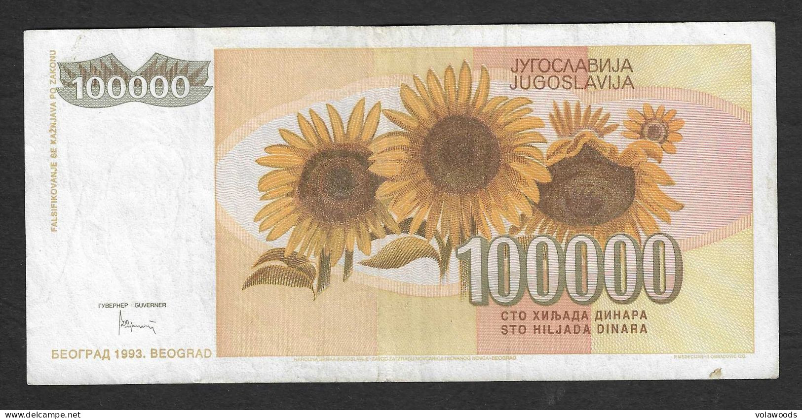 Jugoslavia - Banconota Circolata Da 100.000 Dinari P-118a - 1993 #19 - Yougoslavie