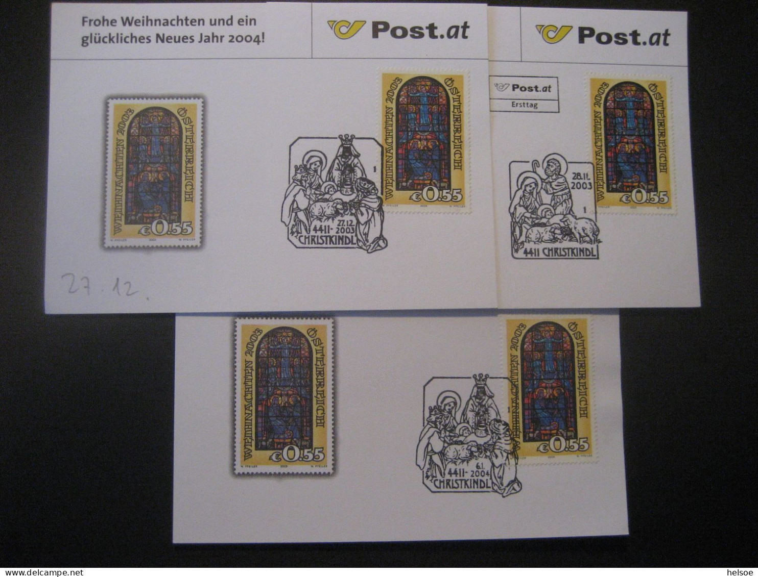Österreich- Christkindl 26.11., 27.12.2003 Und 6.1.2004, 3 ÖPT Glückwunschkarten - Covers & Documents