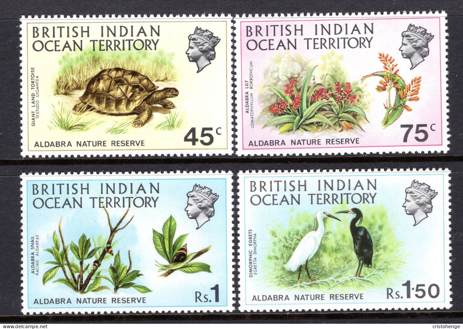 British Indian Ocean Territory, BIOT 1971 Aldabra Nature Reserve Set MNH (SG 36-39) - Territoire Britannique De L'Océan Indien