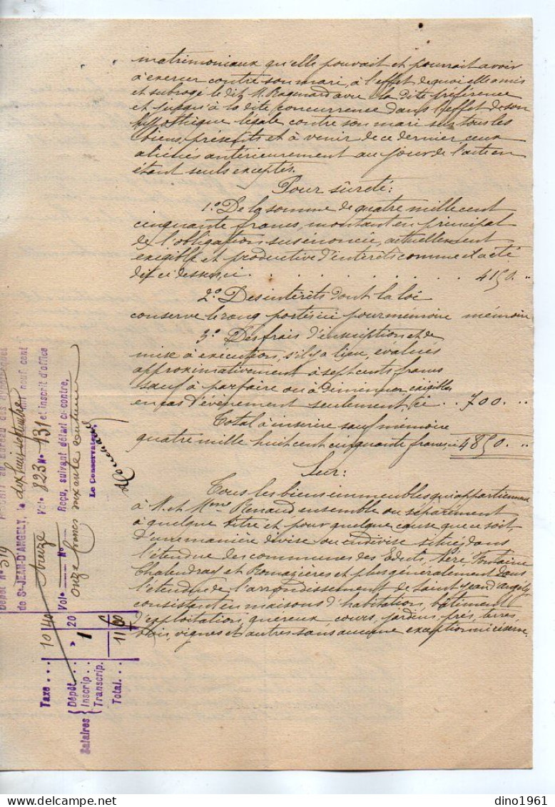 VP22.732 - SAINT JEAN D'ANGELY - Acte De 1913 - M. RAQUARD à MATHA Contre Mme & M. RENAUD à LES EDUTS - Manuscripten