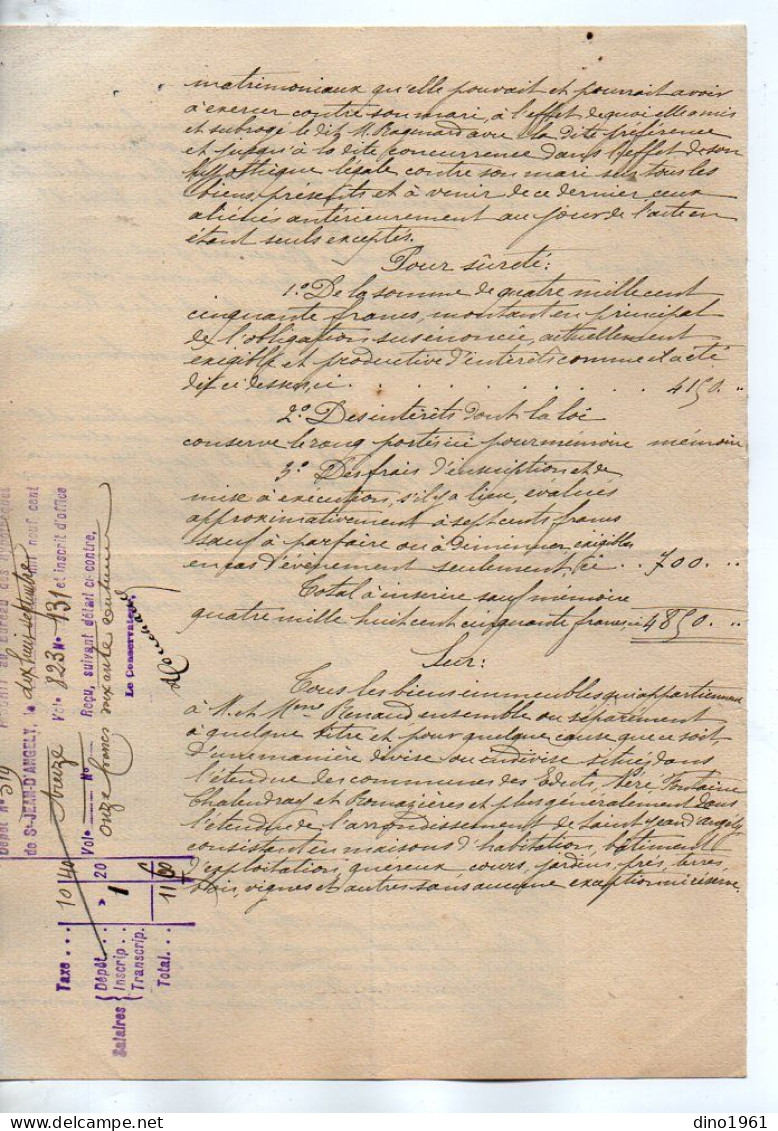 VP22.732 - SAINT JEAN D'ANGELY - Acte De 1913 - M. RAQUARD à MATHA Contre Mme & M. RENAUD à LES EDUTS - Manuscrits