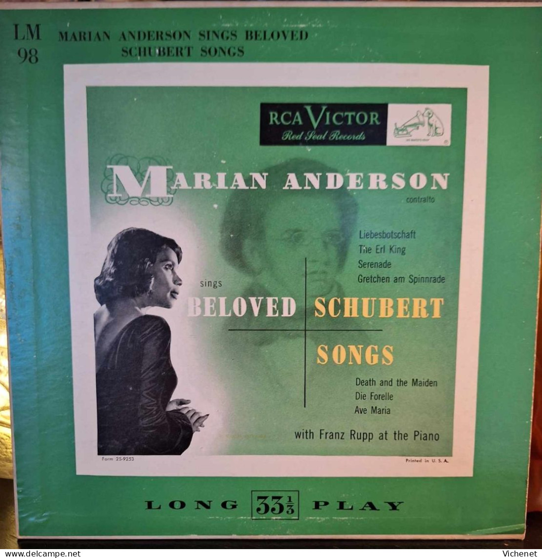 Marian Anderson, Franz Rupp ‎Marian Anderson Sings Beloved Schubert Songs - 25 Cm - Formats Spéciaux
