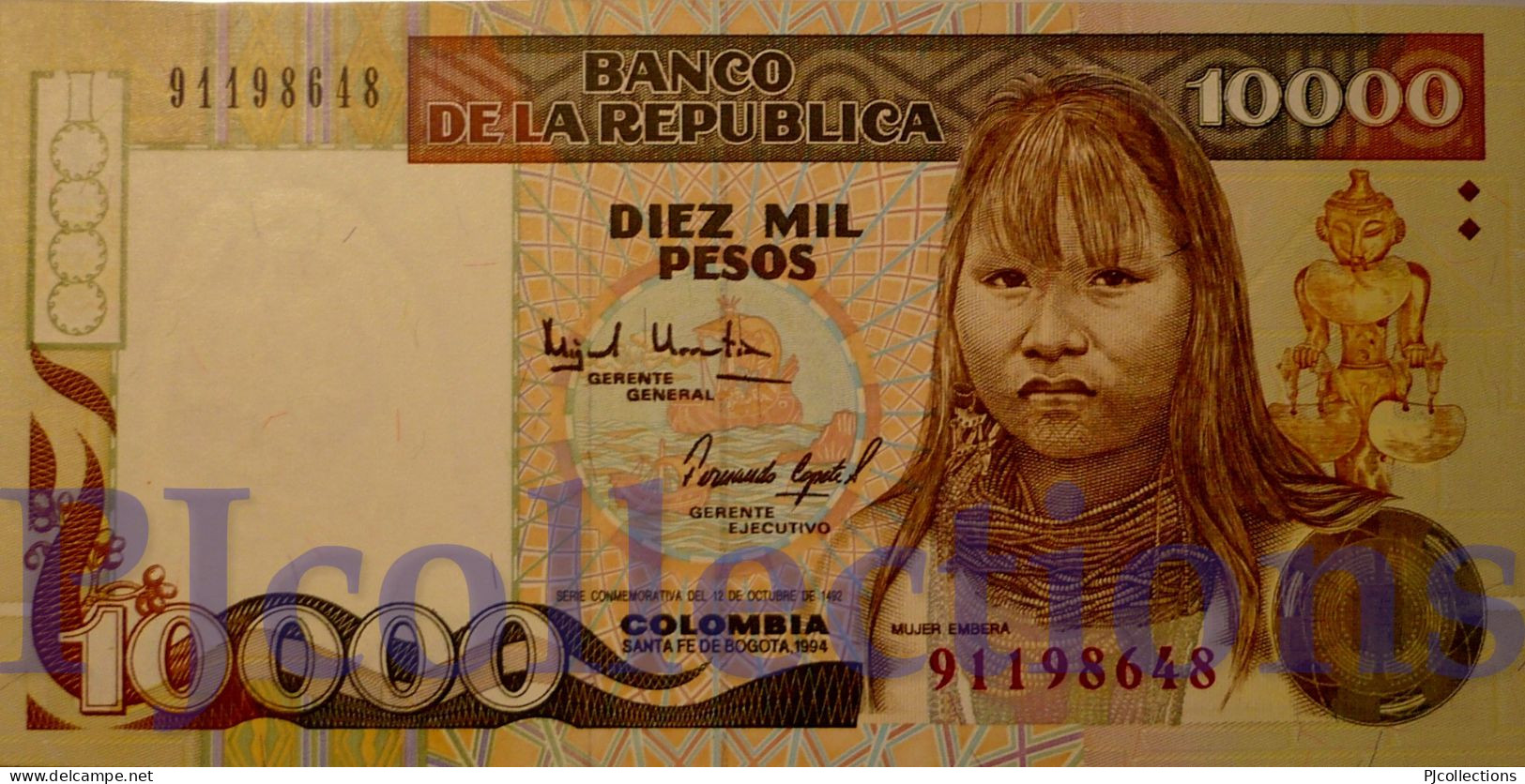 COLOMBIA 10000 PESOS ORO 1994 PICK 437A UNC - Colombie