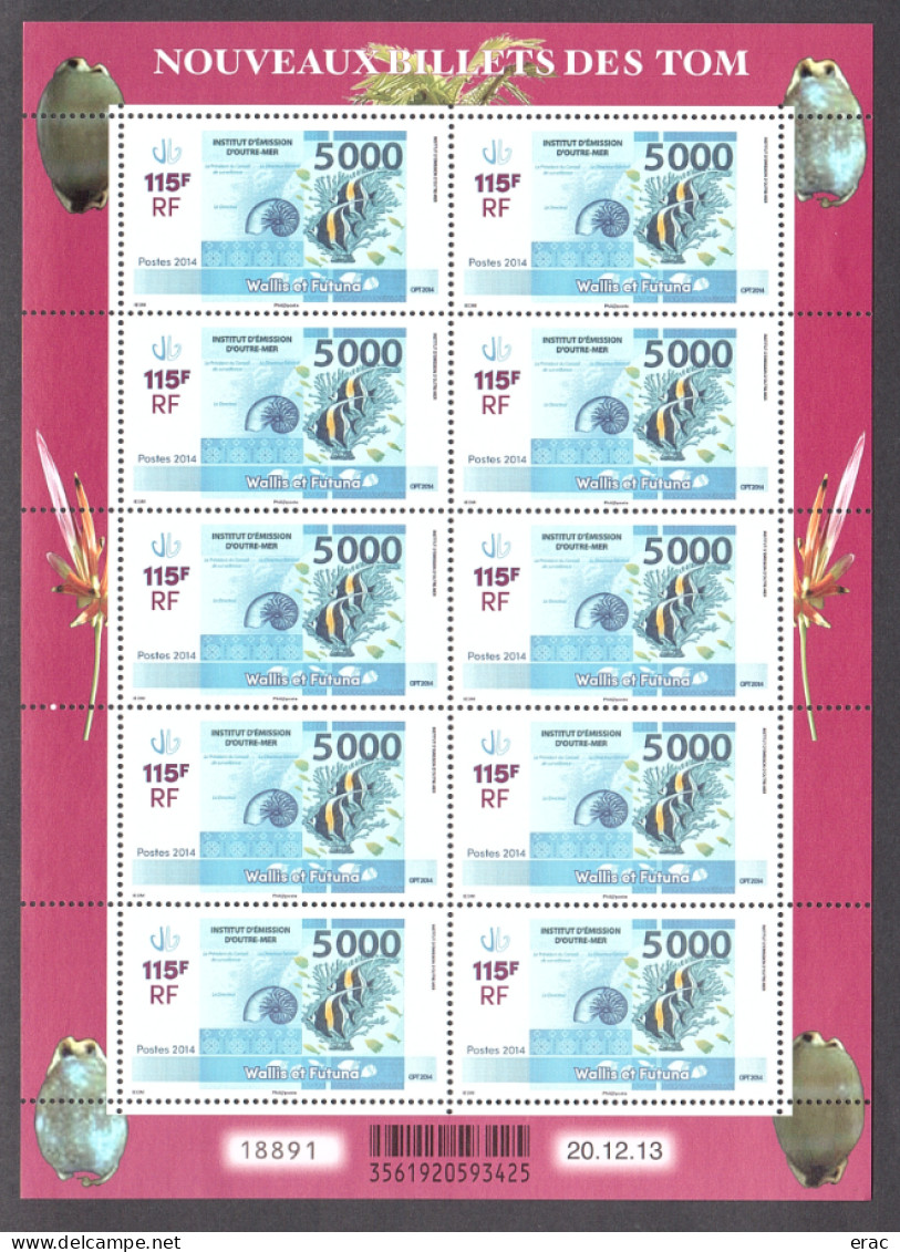 Wallis Et Futuna - 2014 - Feuille Du N° 808 - Neuf ** - Nouveaux Billets Des TOM - Unused Stamps