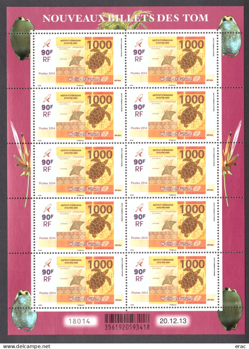 Wallis Et Futuna - 2014 - Feuille Du N° 807 - Neuf ** - Nouveaux Billets Des TOM - Unused Stamps