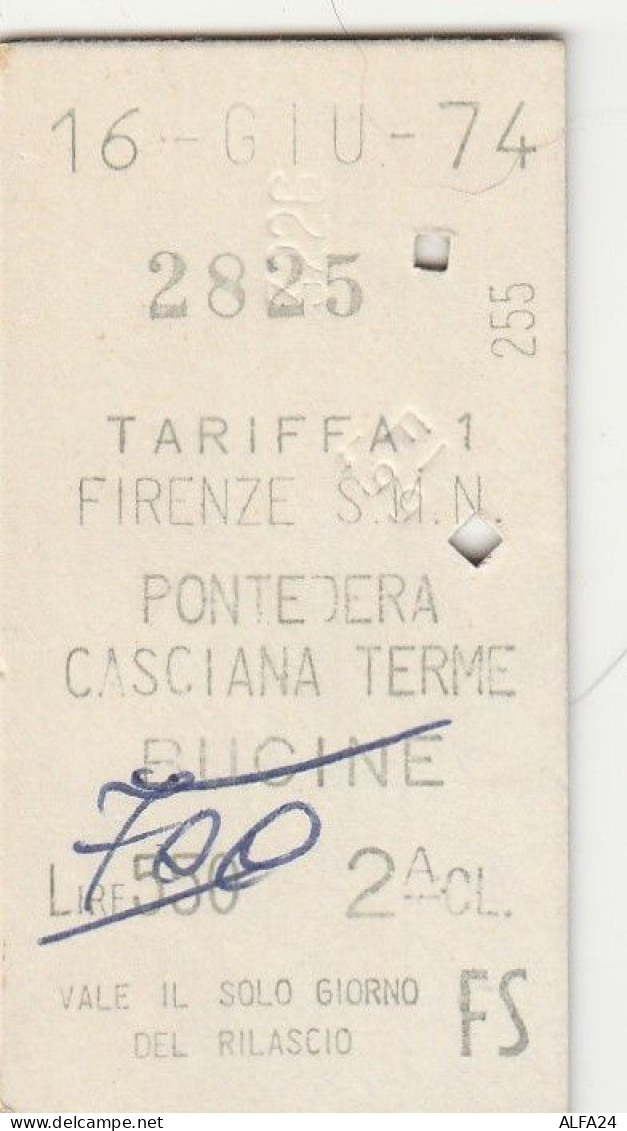 BIGLIETTO TRENO FIRENZE PONTEDERA 1974 (BX497 - Europe