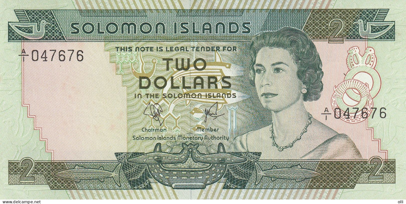 Solomon Islands  2  Dollars  ND/1977   P-5a    UNC - Isla Salomon