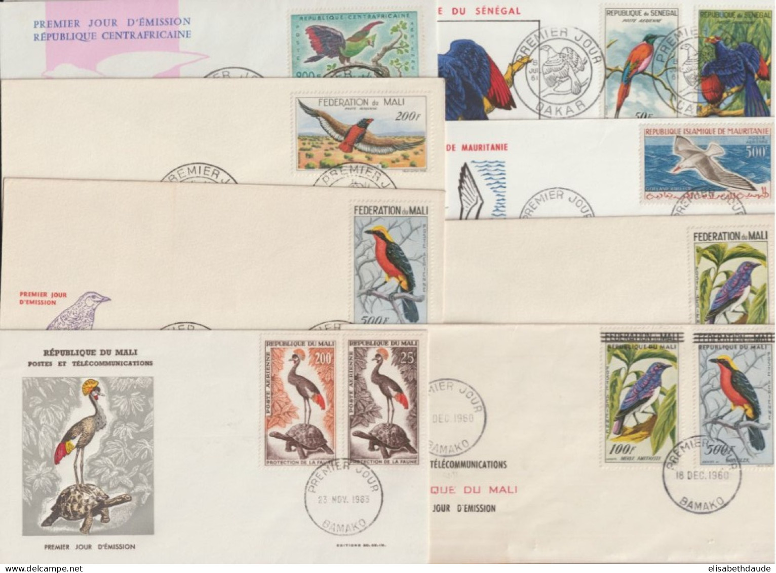 1960/1963 - OISEAUX / BIRDS - 15 ENVELOPPES FDC AFRIQUE FRANCOPHONE - FORTE COTE CATALOGUE - Sonstige - Afrika