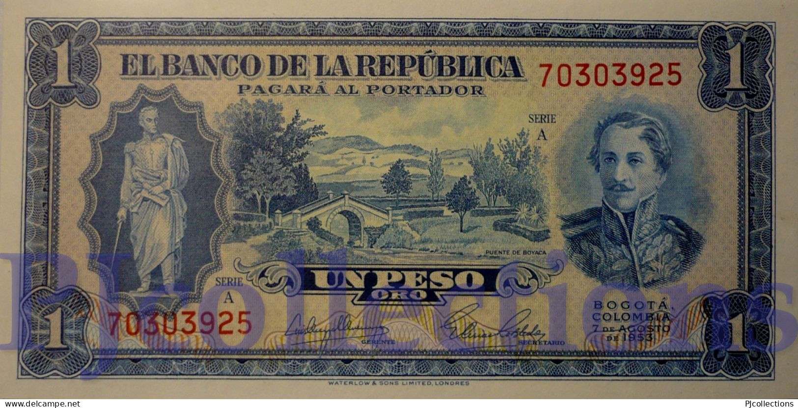 COLOMBIA 1 PESO ORO 1953 PICK 398 UNC - Kolumbien