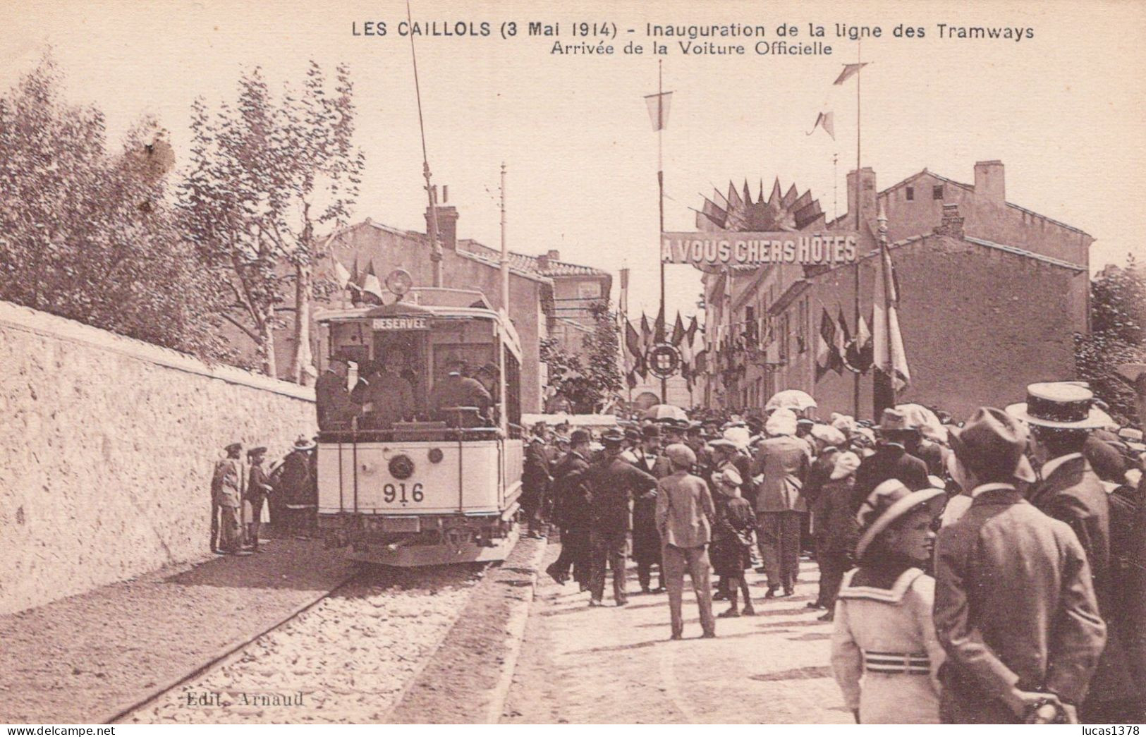 13 / MARSEILLE -- LES CAILLOLS ( 3 MAI 1914 ) INAUGURATION DE LIGNE DES TRAMWAYS / ARRIVEE VOITURE OFFICIELLE /  RARE ++ - Les Caillols, La Valentine
