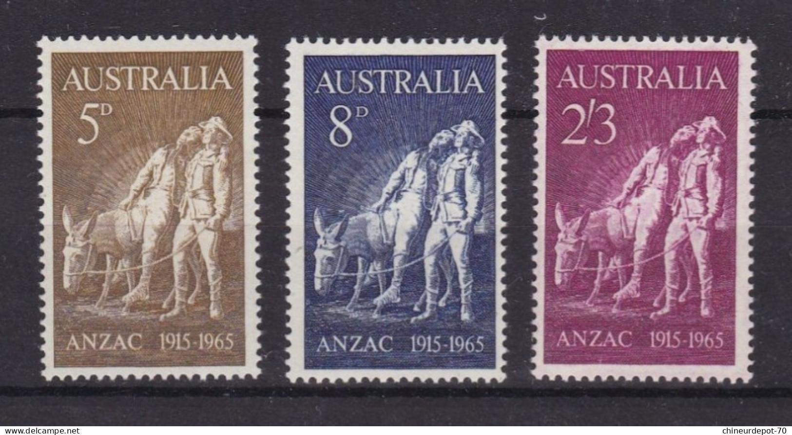 Australie Australia  Australien 1965 Neufs ** Cinquantenaire De L'arrivée Des Anzac En Europe Dardanelles Bataille** - Ungebraucht