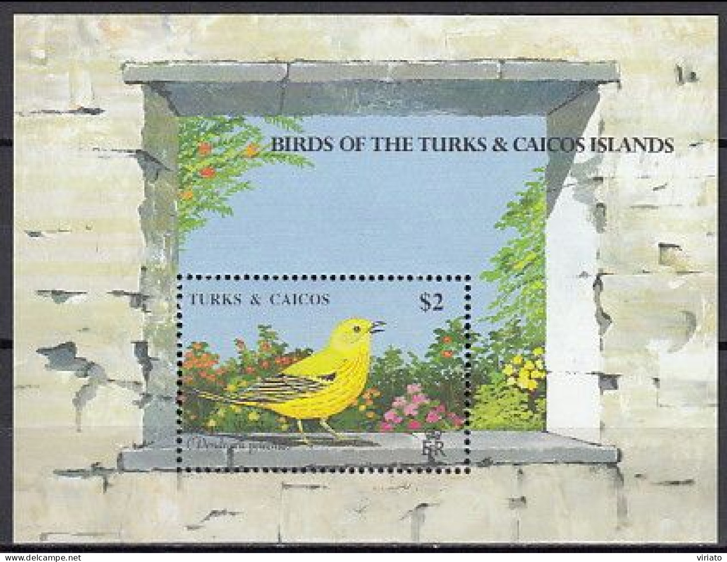 Turks & Caicos 1990 (MNH) (Mi BL83) - Yellow Warbler (Dendroica Petechia) - Collections, Lots & Séries