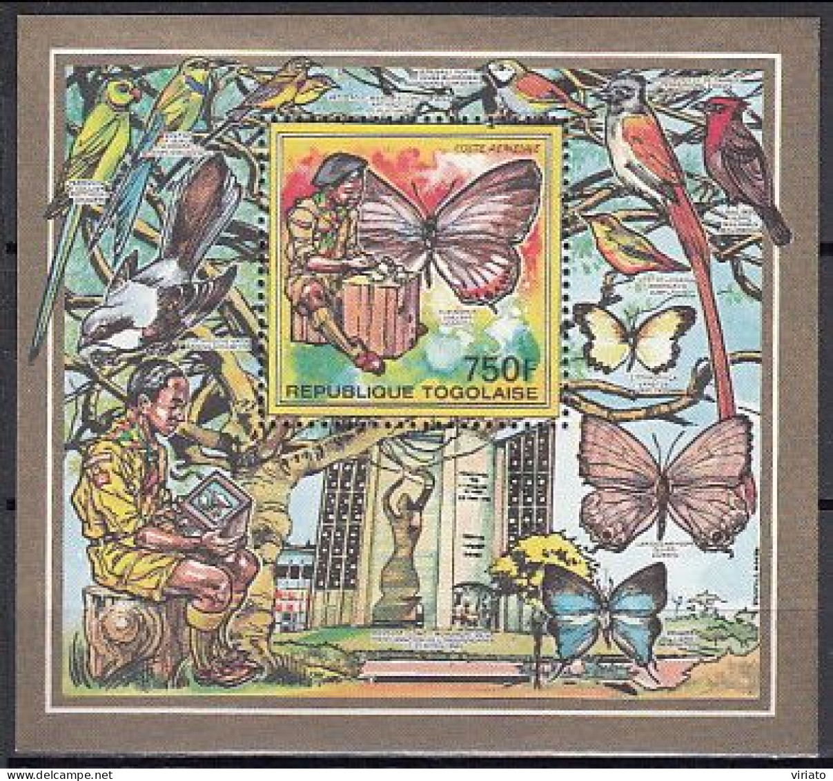 Togo 1990 (MNH) - MI Bl347A) - Several Birds On Bloc Border - Collections, Lots & Séries