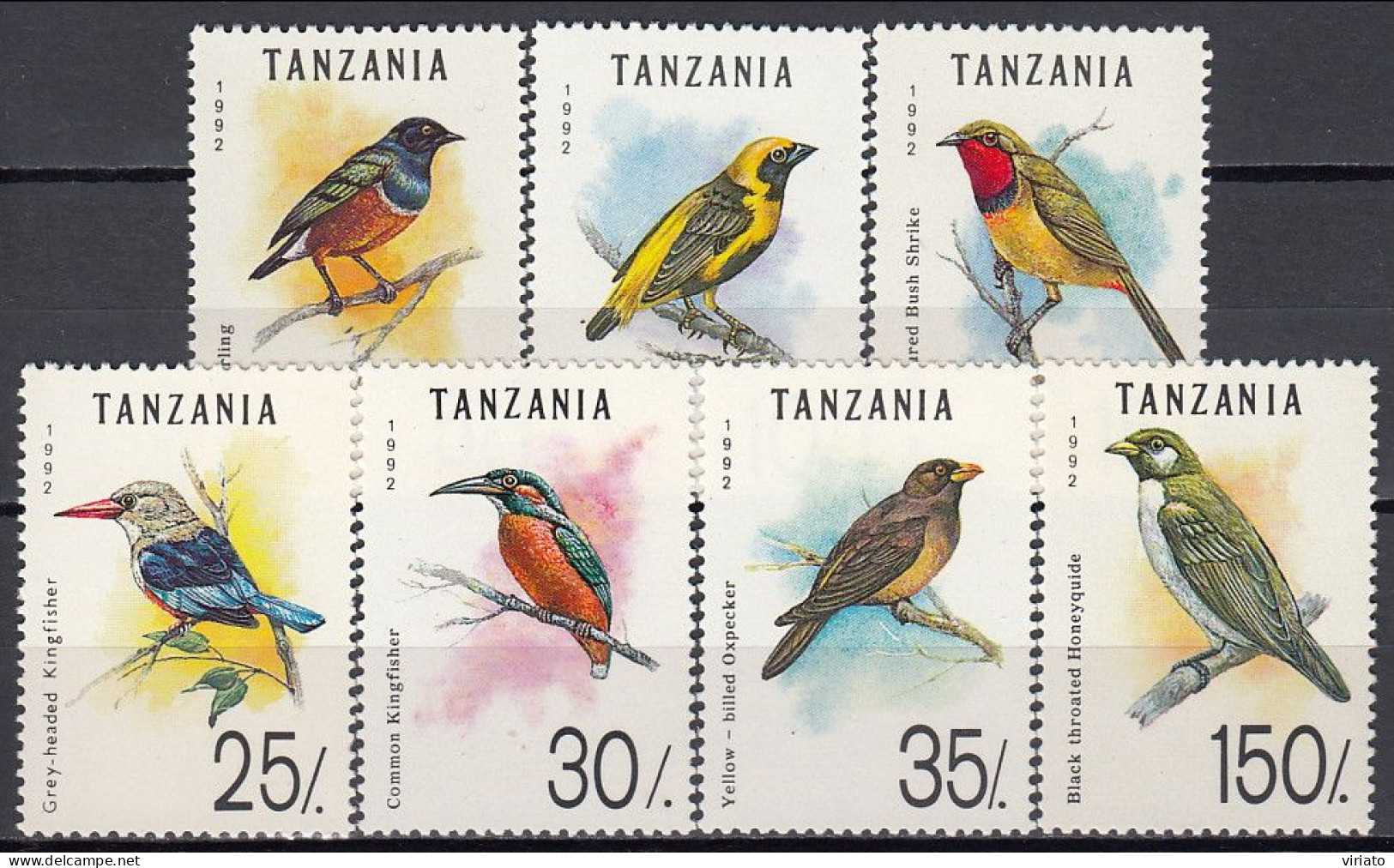 Tanzania 1992 (MNH) (Mi 1315.1321) - Superb Starling...Grey-headed Kingfisher....Greater Honeyguide - Collections, Lots & Series