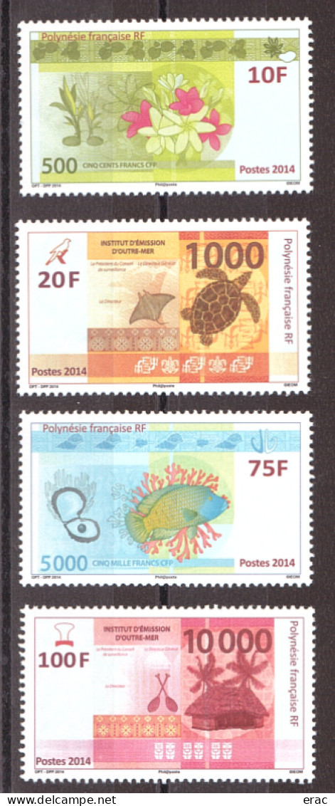 Polynésie Française - 2014 - N° 1048 à 1051 - Neufs ** - Nouveaux Billets En Francs CFP - Neufs