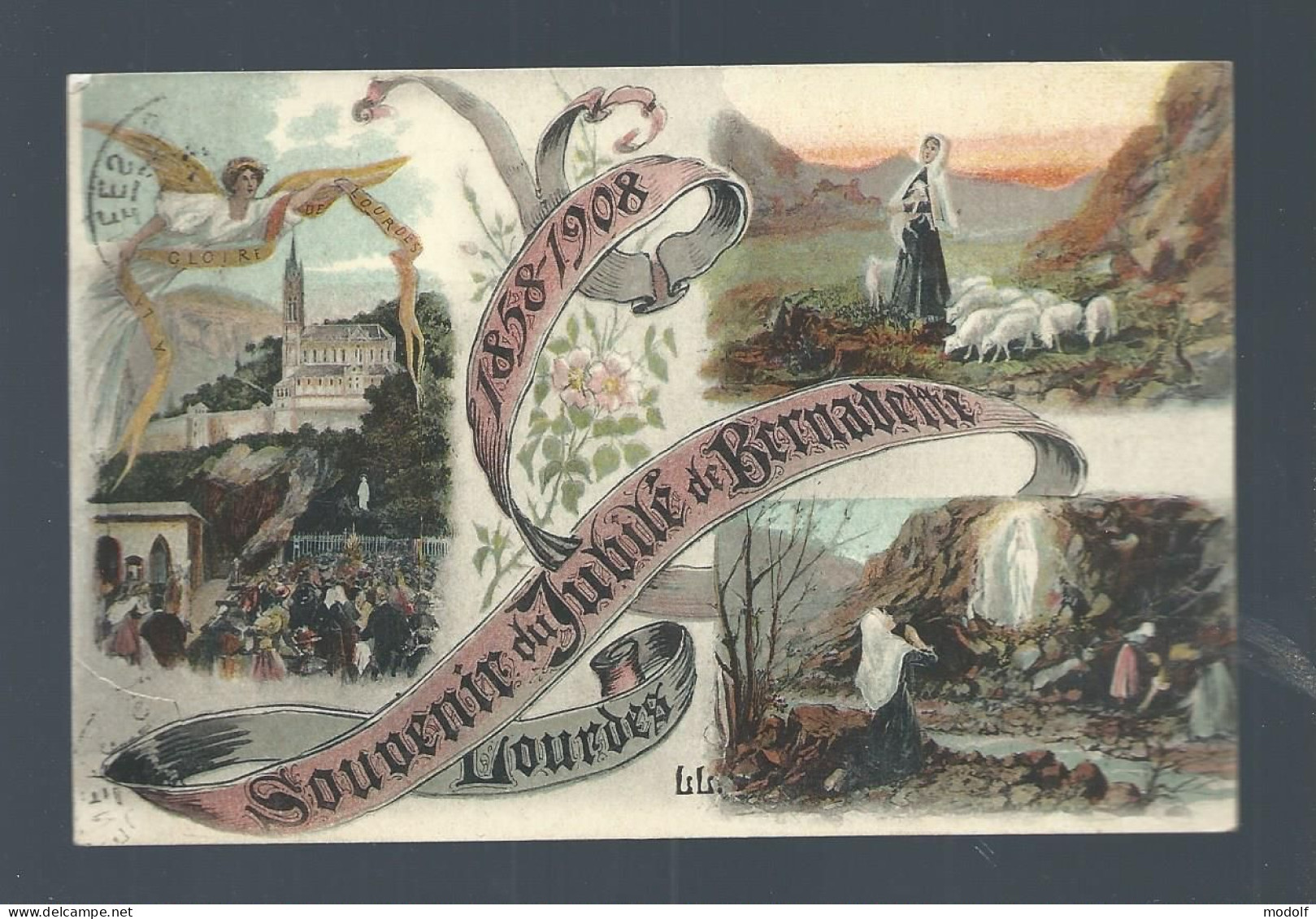 CPA - 65 - Lourdes - Souvenir Du Jubilé De Bernadette (1858-1908) - 1908 - Saluti Da.../ Gruss Aus...