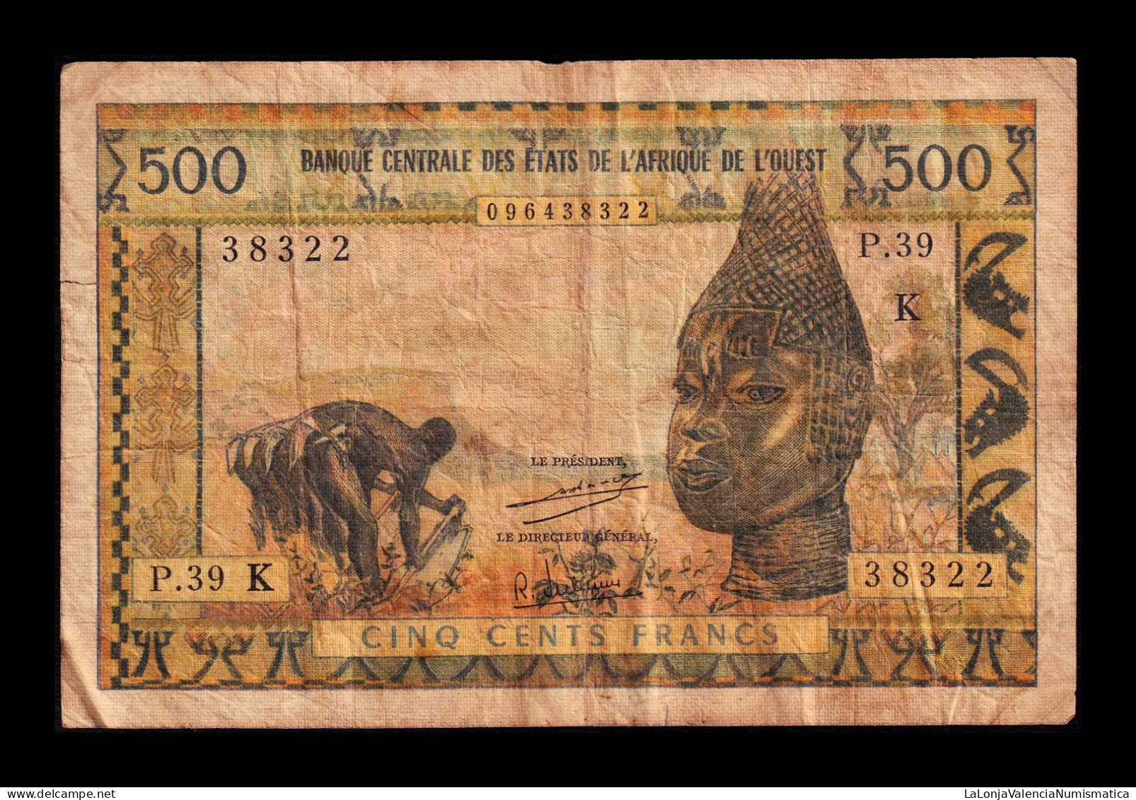 West African St. Senegal 500 Francs ND (1959-1965) Pick 702Ki Bc F - West African States