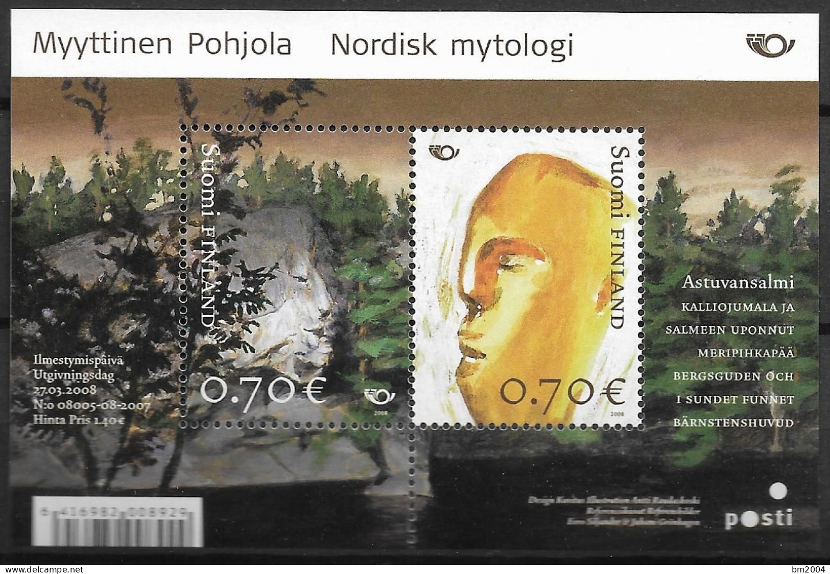 2008 Finnland Mi. Bl. 49**MNH  NORDEN – Nordische Mythen - Unused Stamps