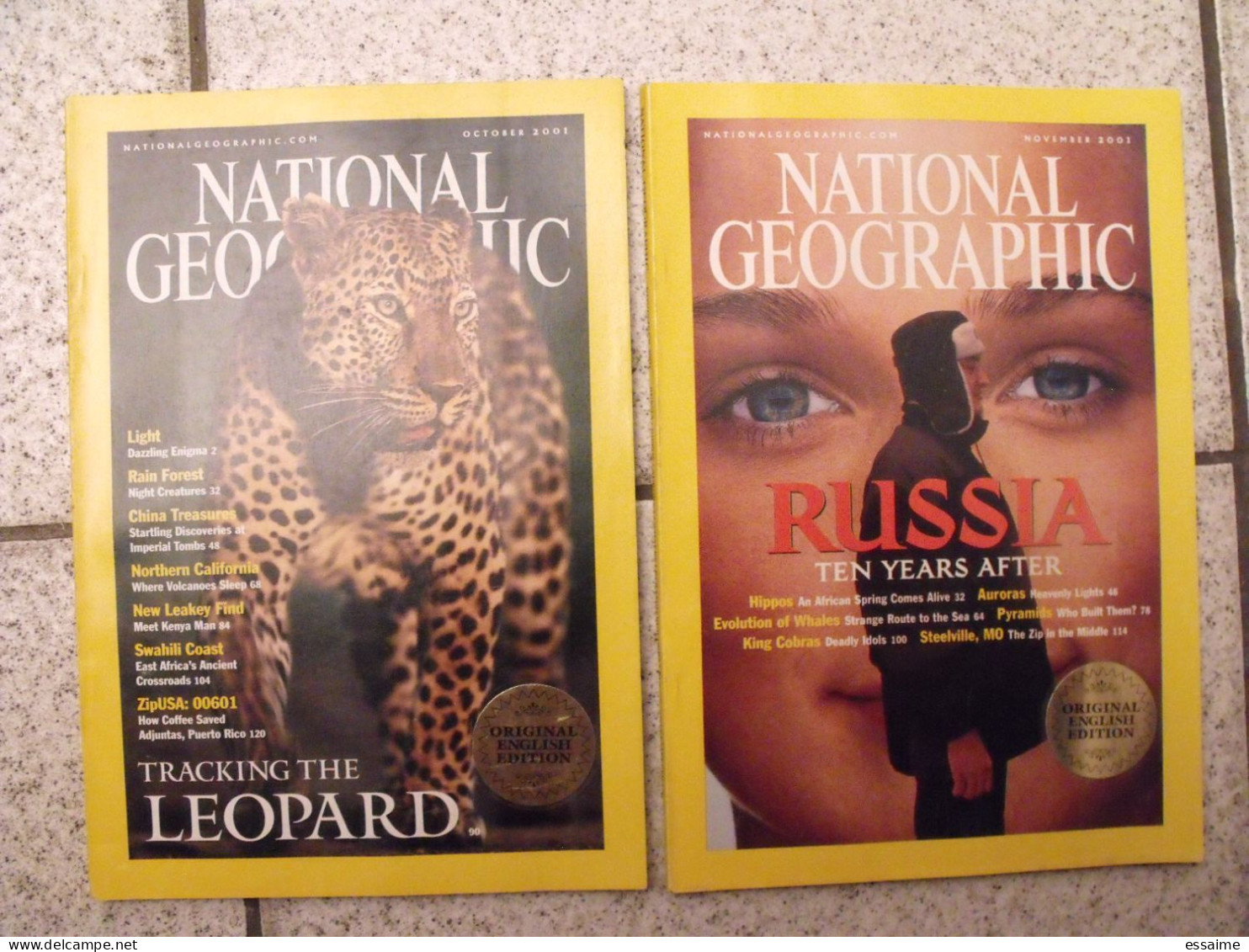 lot de 12 n° de la revue National Geographic en anglais 1985-2002. original english edition