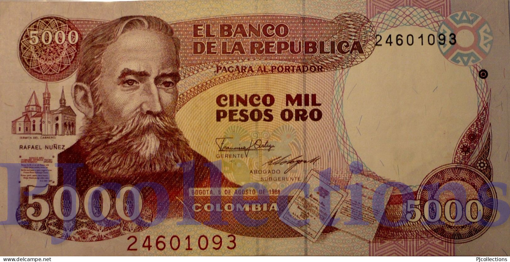 COLOMBIA 5000 PESO 1988 PICK 435b AU- - Colombie