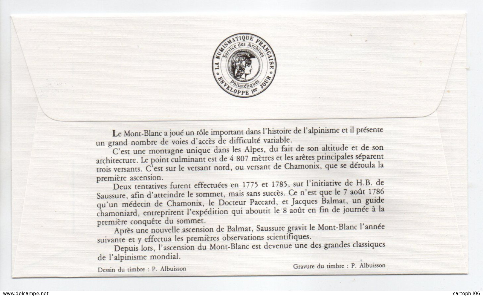 - FDC BICENTENAIRE DE LA PREMIÈRE ASCENSION DU MONT-BLANC - CHAMONIX 8.8.1986 - - Escalada