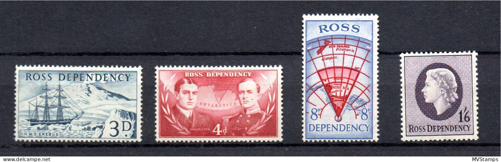 Ross Dependency 1957 Set Definitive Stamps (Michel 1/4) MNH - Neufs