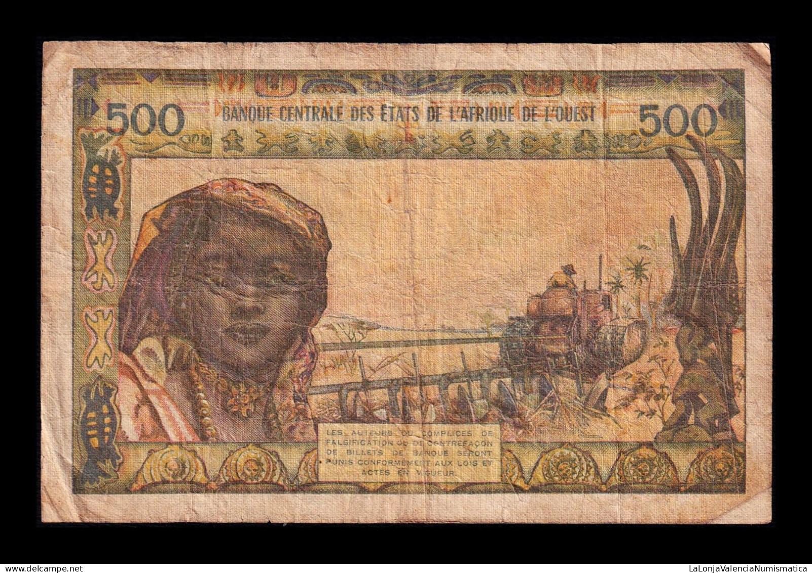 West African St. Senegal 500 Francs ND (1959-1965) Pick 702Kf Bc F - États D'Afrique De L'Ouest