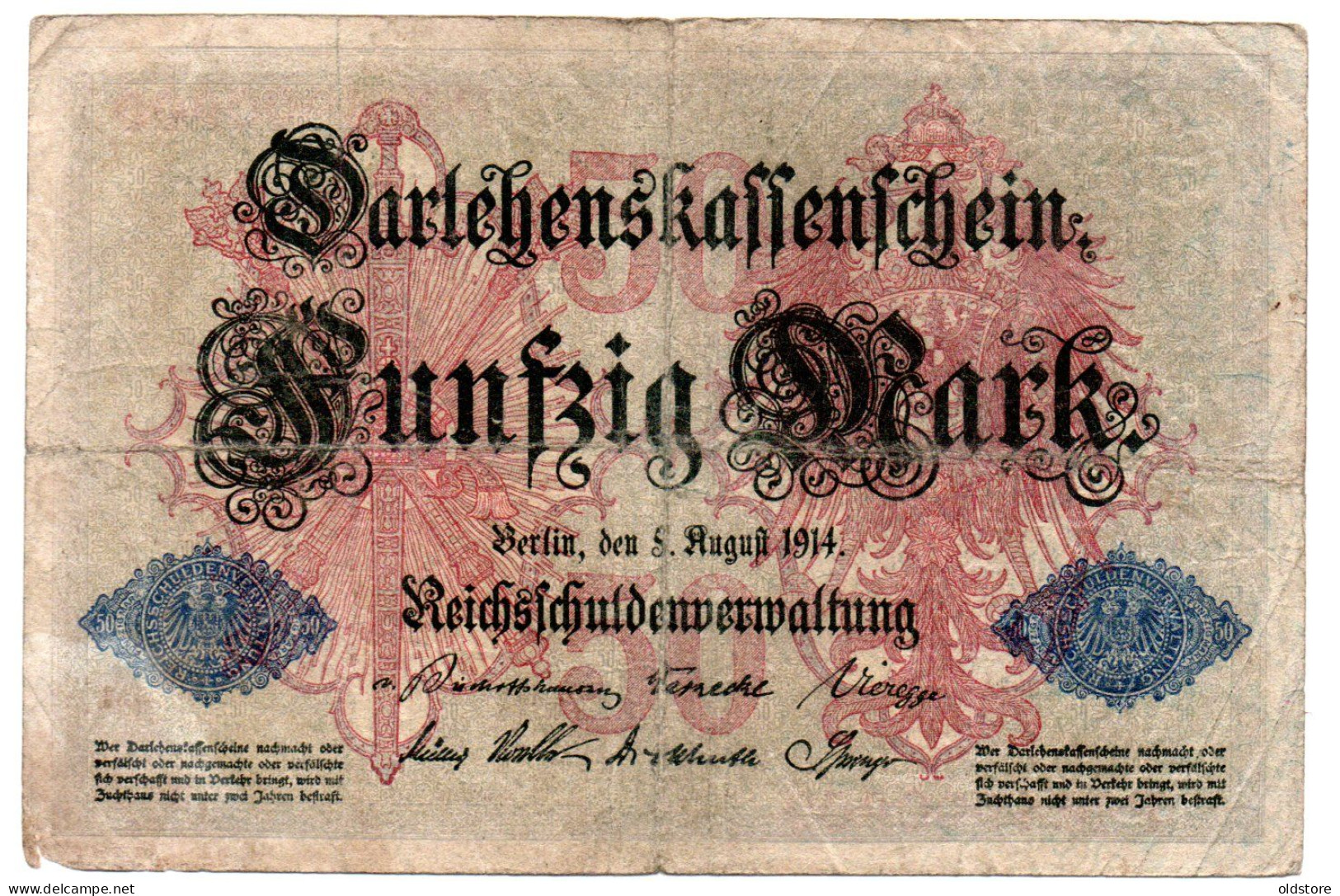 Germany - German Empire  - Banknotes - 50 Reichsmark - Nice Fancy Serial Number (4 900 900 ) -  ND1914 - 50 Mark