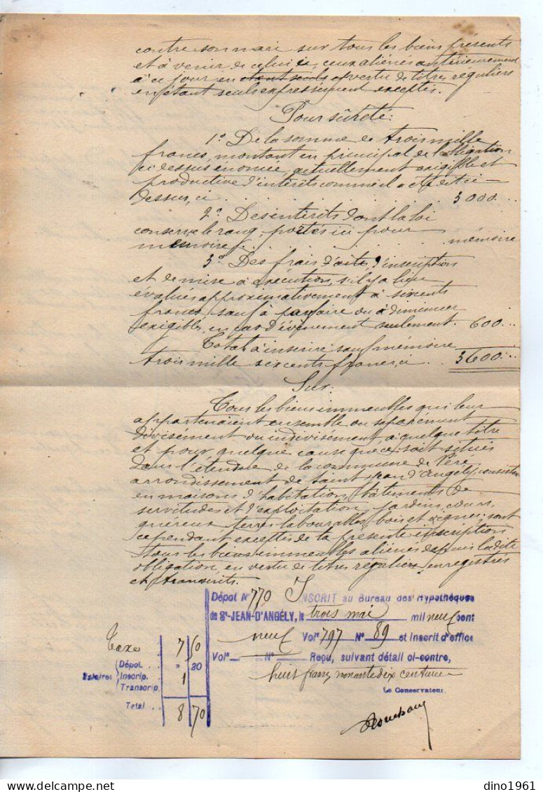 VP22.738 - SAINT JEAN D'ANGELY - Acte De 1909 - M. CLEYAUD à HOULETTE Contre Mme & M. OLLIER à NERE - Manuscrits