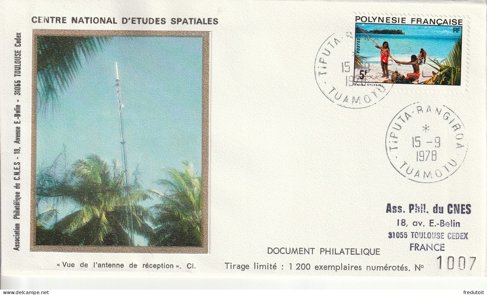 ESPACE (CNES) -  Lettre Philatélique " Station De Ranguiroa , Polynésie " Tiros N-Argos - Oceania