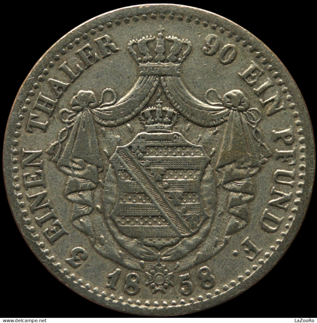 LaZooRo: Germany SAXONY ALBERTINE 1/3 Thaler 1858 F XF Scarce - Silver - Taler Et Doppeltaler