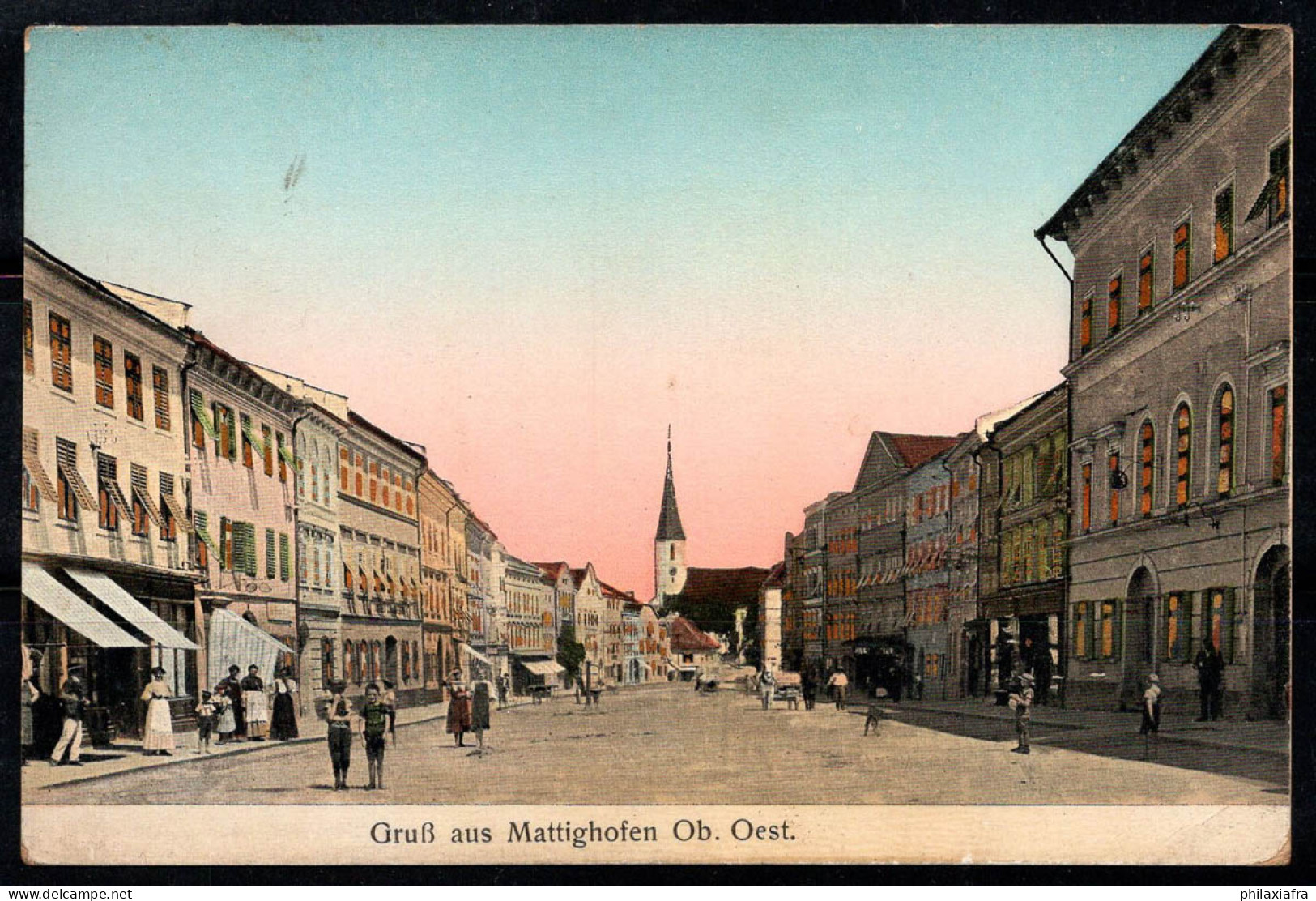 Mattighofen 1913 Carte Postale 100% Oblitéré Animé Linz - Saluti Da.../ Gruss Aus...