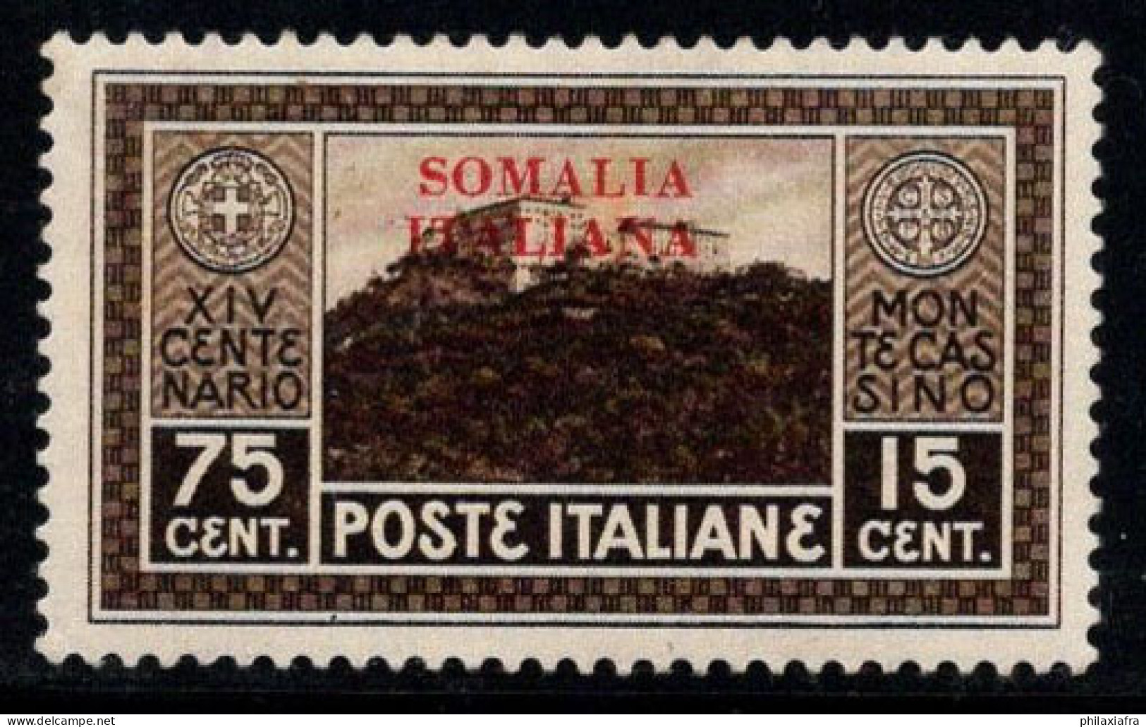 Somalie 1929 Sass. 126 Neuf * MH 100% Monteccasino, 75 C + 15 C - Somalie