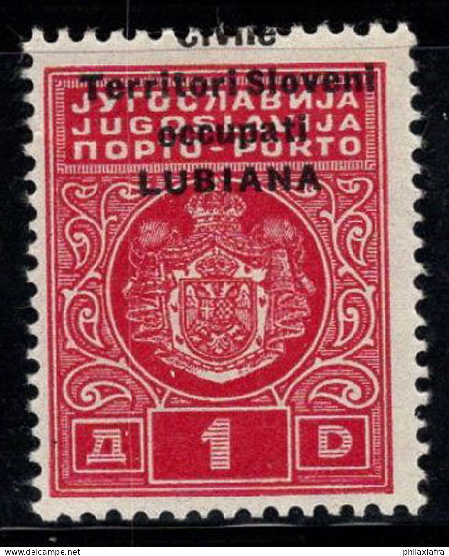 Ljubljana 1941 Sass. 7 I Neuf * MH 40% Timbre-taxe 1d, Sans R. Commissariat Et Rhombus - Lubiana