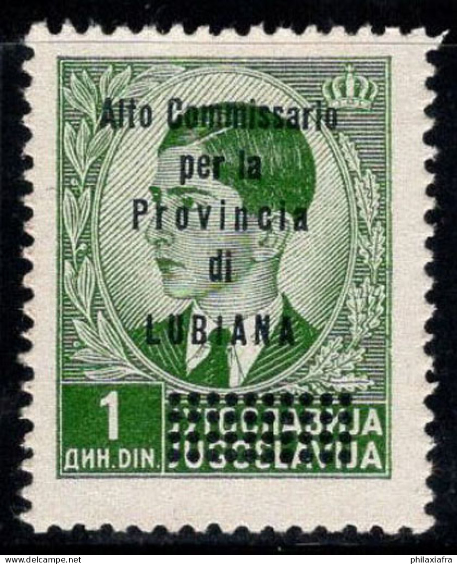 Ljubljana 1941 Sass. 44 Neuf ** 100% Timbres De Yougoslavie, 1d, Vert Jaune - Lubiana