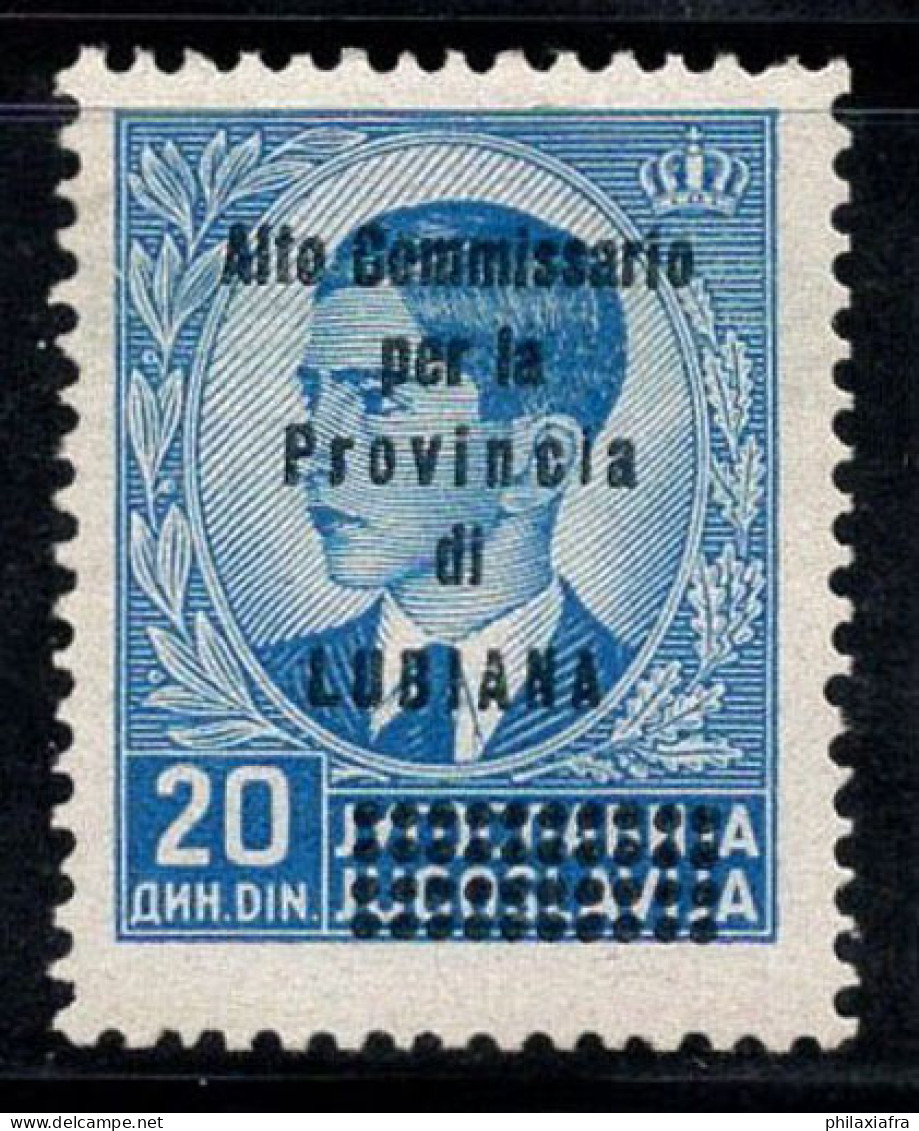 Ljubljana 1941 Sass. 56 Neuf ** 80% Timbres De Yougoslavie, 20d. Bleu Clair - Lubiana