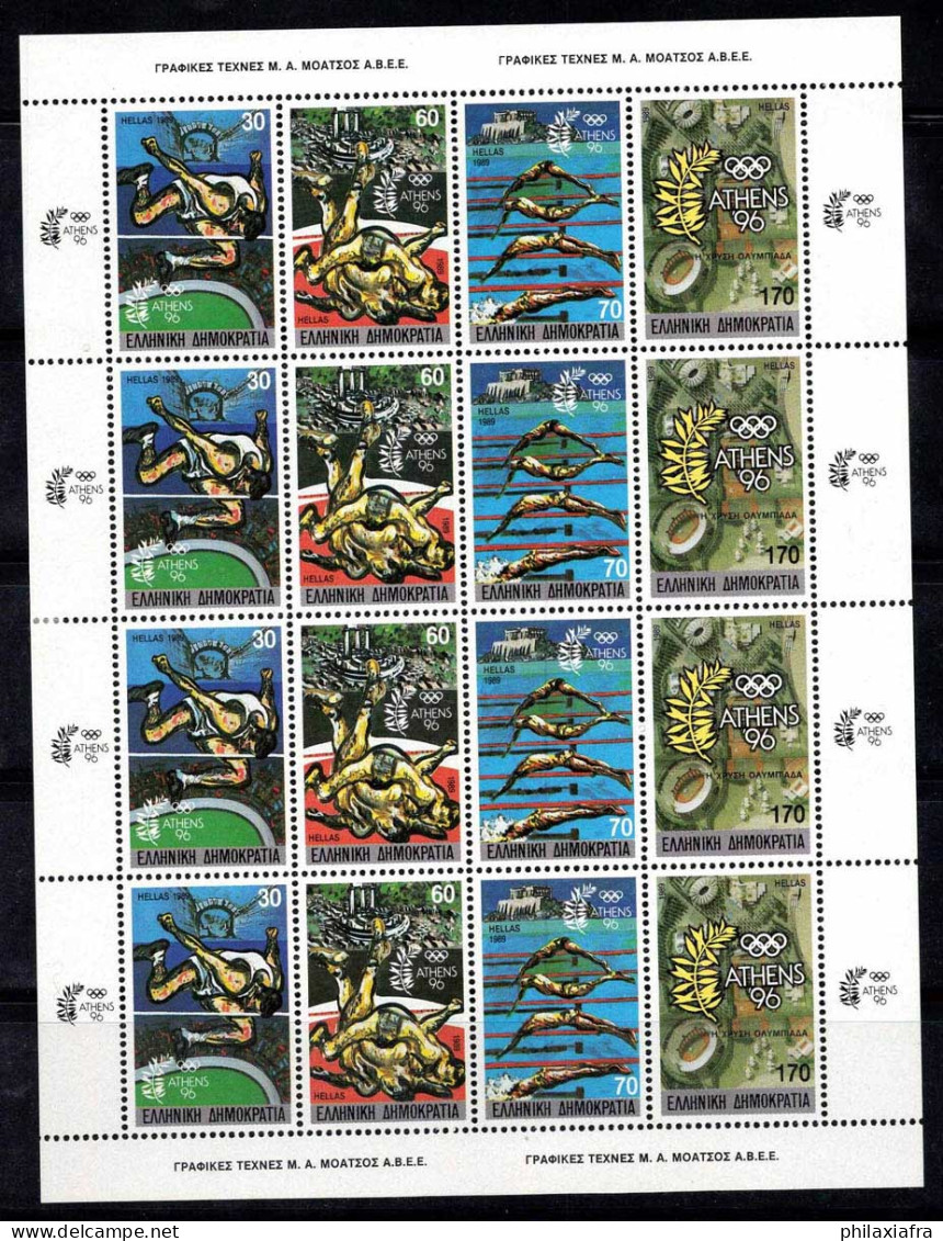Grèce 1989 Mi. 1717A-1720A Mini Feuille 100% Neuf ** Jeux Olympiques, Sports - Blocks & Sheetlets