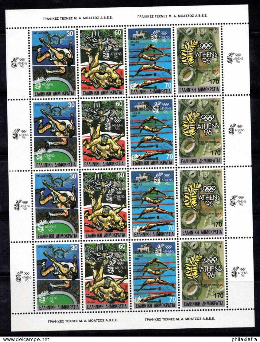 Grèce 1989 Mi. 1717A-1720A Mini Feuille 100% Neuf ** Jeux Olympiques, Sports - Blocs-feuillets