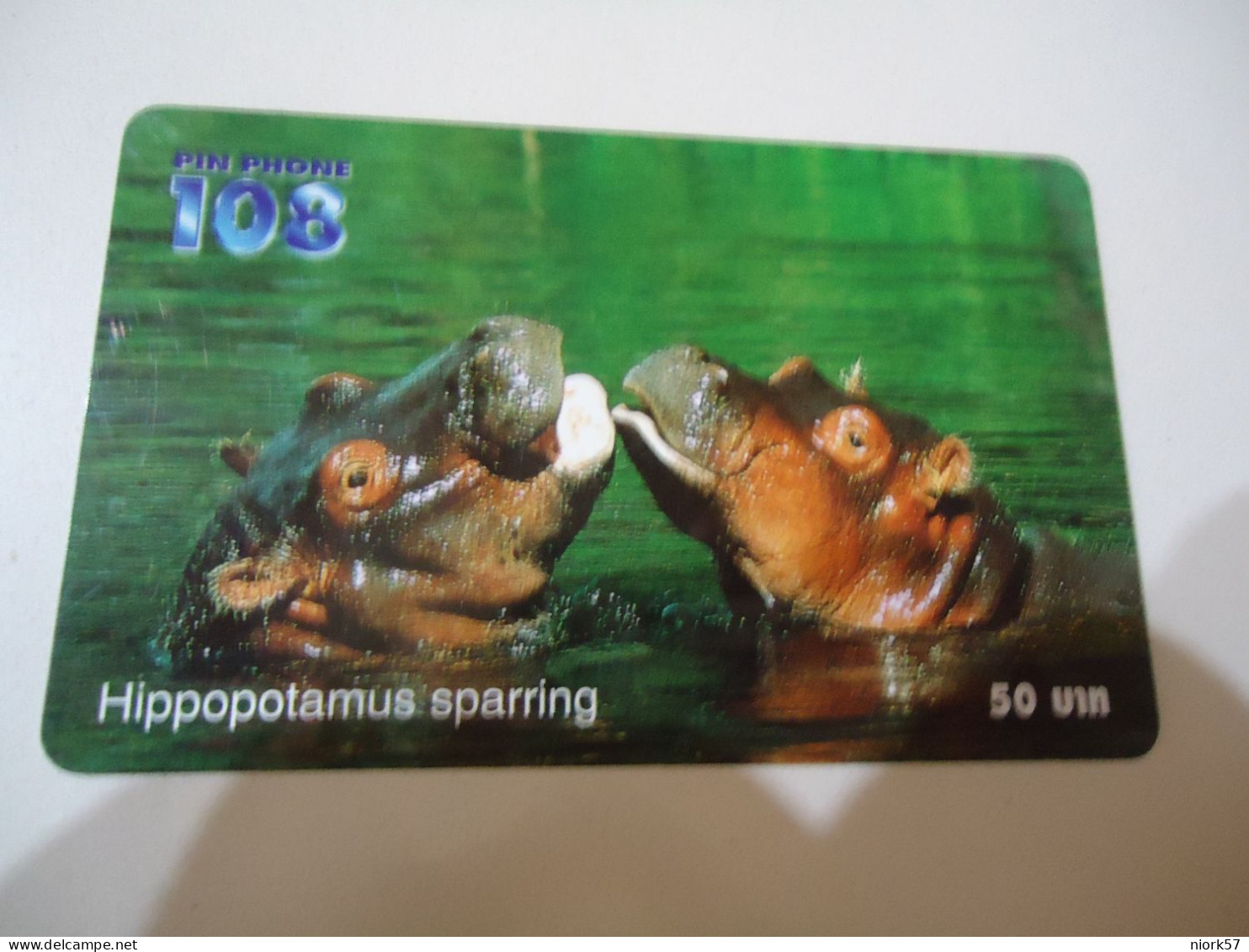 THAILAND USED  CARDS PIN 108 ANIMALS HIPPOPOTAMUS - Thaïland