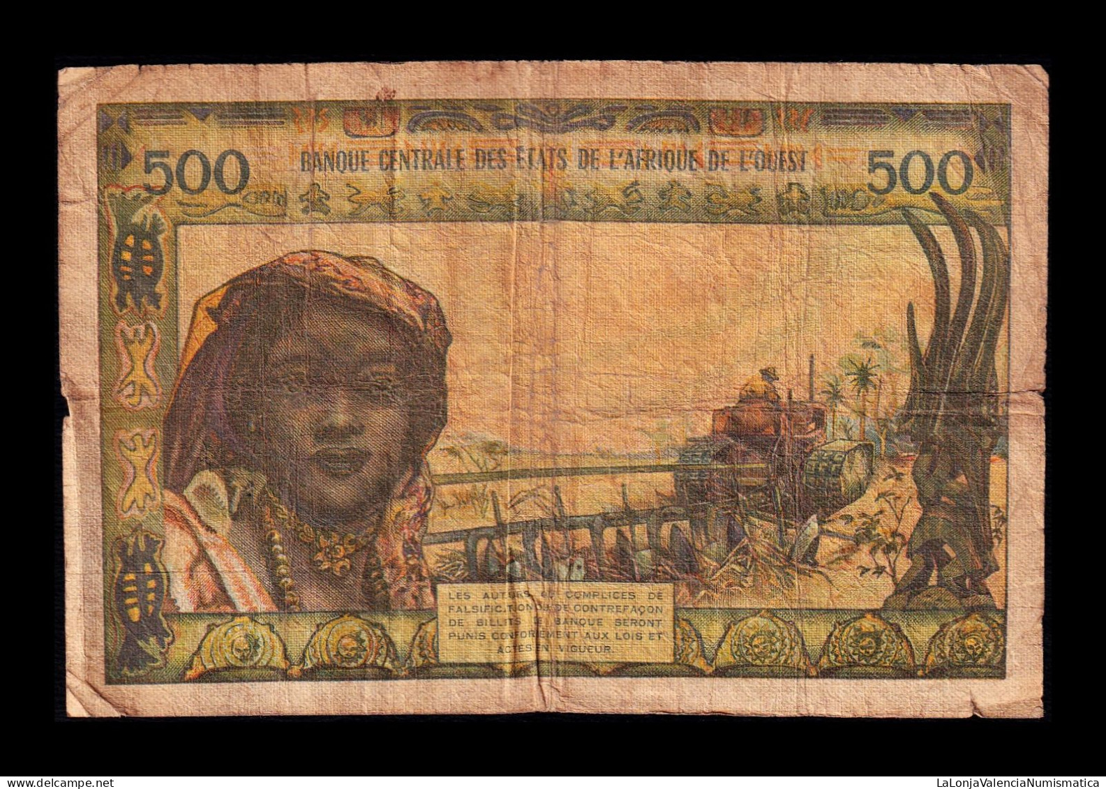 West African St. Senegal 500 Francs ND (1959-1965) Pick 702Km Bc F - West African States